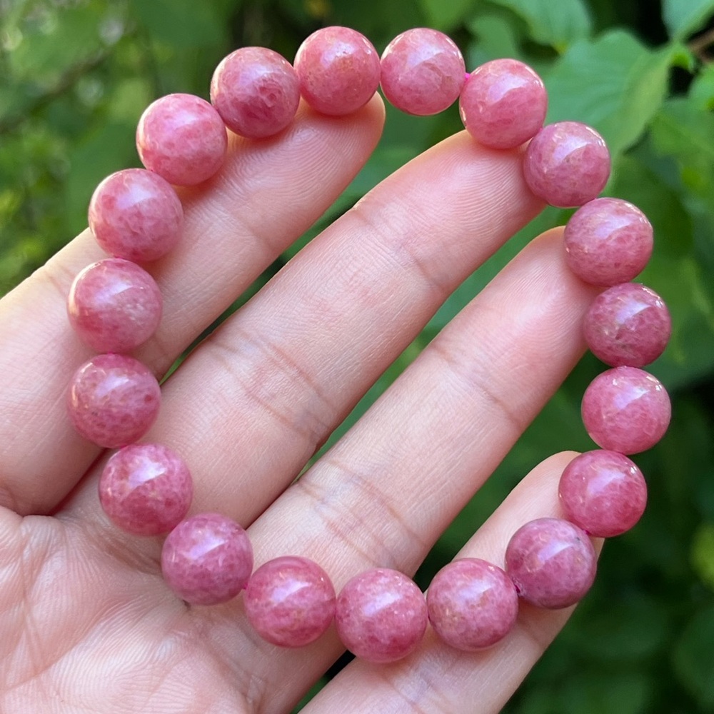 10mm stretchable pink‎ rhodonite bracelet